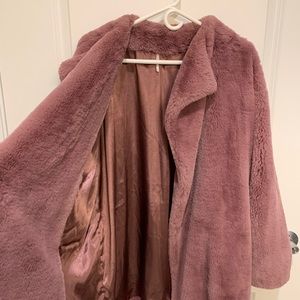 Free people mauve fluffy coat